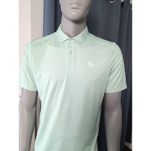 Googan Squad‎ Polo Shirt Mens Medium Green Geometric Fish Print Outdoors Utility